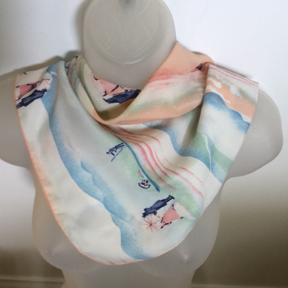 Symphony Scarfs Square Bandana Romantic Elegant Peach, Sky Blue, White EC
